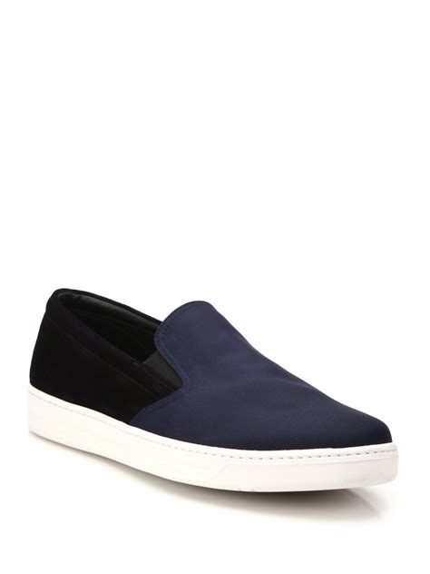 suede prada sneakers|prada nylon slip on sneakers.